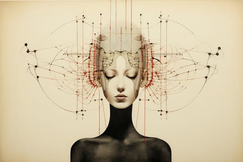 Abstrakte Zeichnung Stil mit einer schönen Frau von Art Bizarre