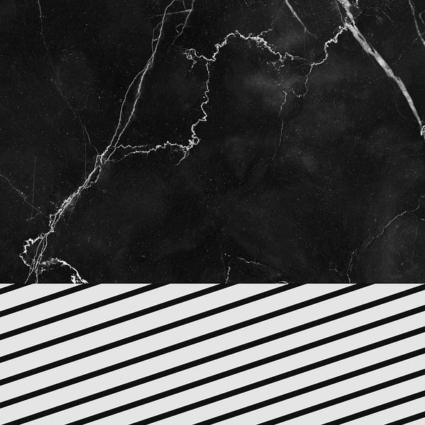BLACK MARBLE WITH DOGWOOD STRIPES no1 van Pia Schneider