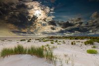 Beach Texel De Hors with imposing clouds.