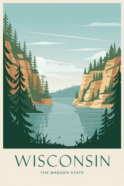 Wisconsin Vintage Travel Poster by Poster Art Shop