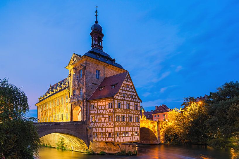 Zonsondergang bij het oude stadhuis in Bamberg, Beieren, Duitsland van Henk Meijer Photography