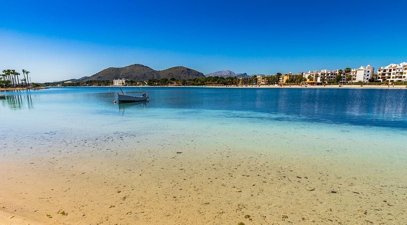 Idyllic island scenery, seaside of Alcudia bay on Mallorca, Spain Mediterranean sea island by Alex Winter