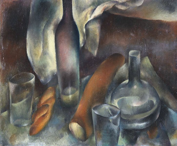 Still life with bottles and baguettes, HANNS BOLZ, c. 1909 by Atelier Liesjes