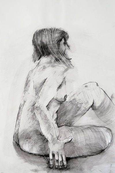 Nude Model Drawing, Nude model Drawing, Dessin de Modèle Nu, Aktmodel by Sylvia Dekker