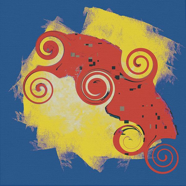 Rote, blaue und gelbe Abzieharbeiten von Francina