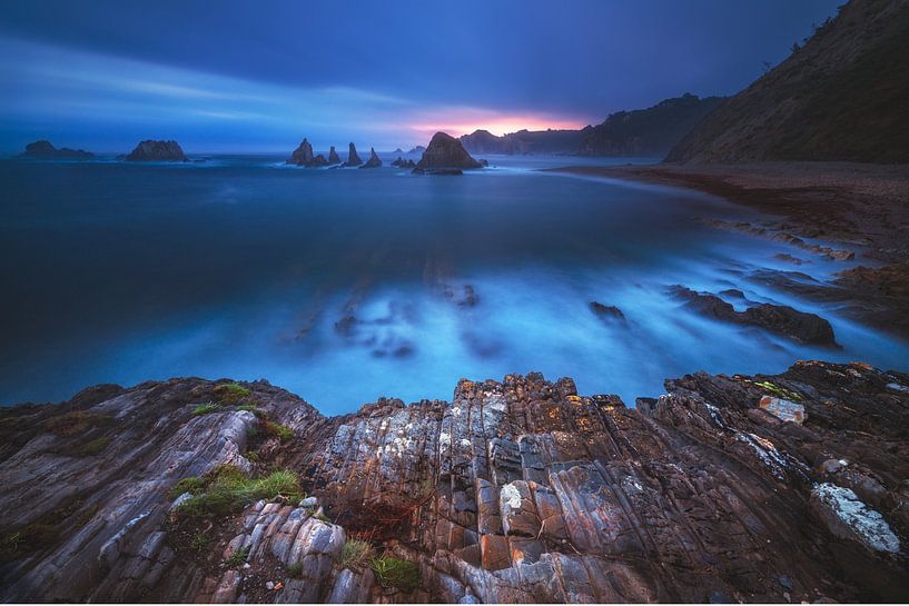 Asturias sunrise at the beach of Gueirua by Jean Claude Castor