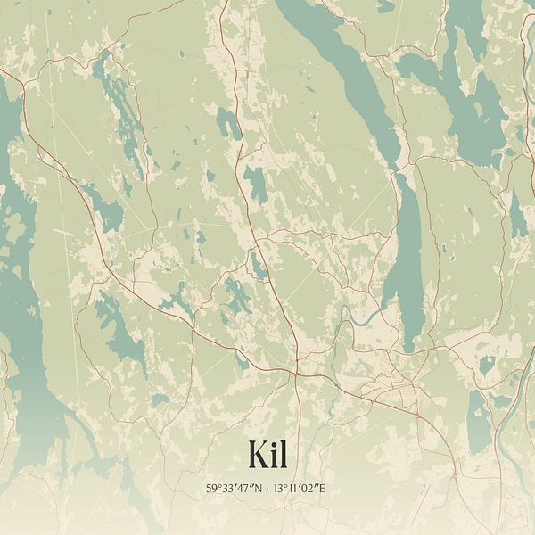 Carte d'époque de Kil, Suède. par Affiches de lieux