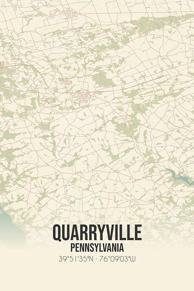 Carte ancienne de Quarryville (Pennsylvanie), USA. par Affiches de lieux