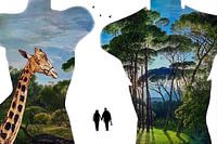 Paradies-Shopping (Umriss mit Giraffe und Gemälde)