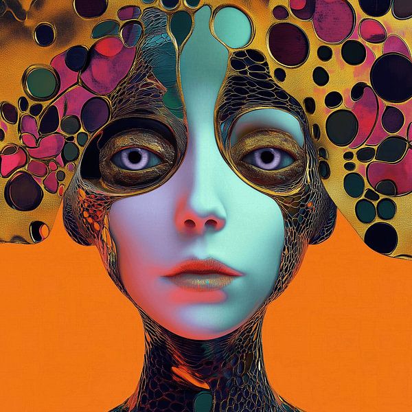 Female portrait with headdress by Ton Kuijpers