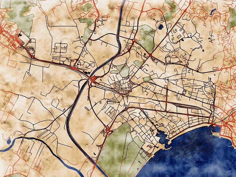 Karte von Fréjus im stil 'Serene Summer' von Maporia