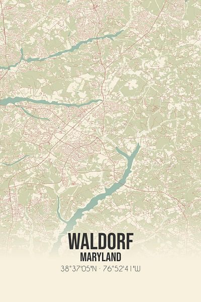 Carte ancienne de Waldorf (Maryland), USA. par Affiches de lieux