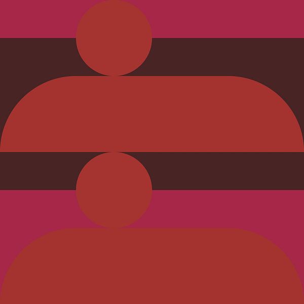 Art géométrique abstrait de style rétro en rose, orange et marron no. 7 par Dina Dankers