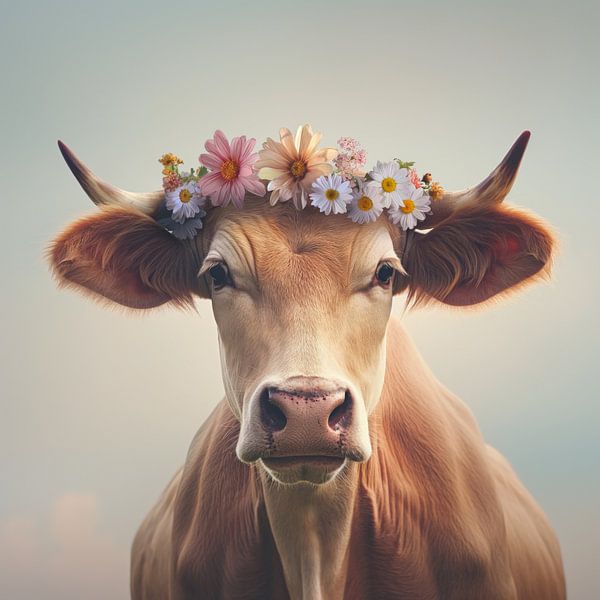 Cow with flowers by Bert Nijholt