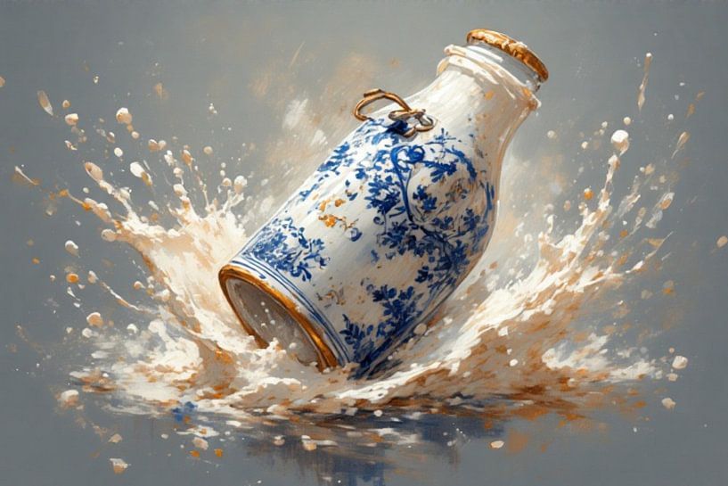 A delft blue milk bottle . by J.a Dijkstra