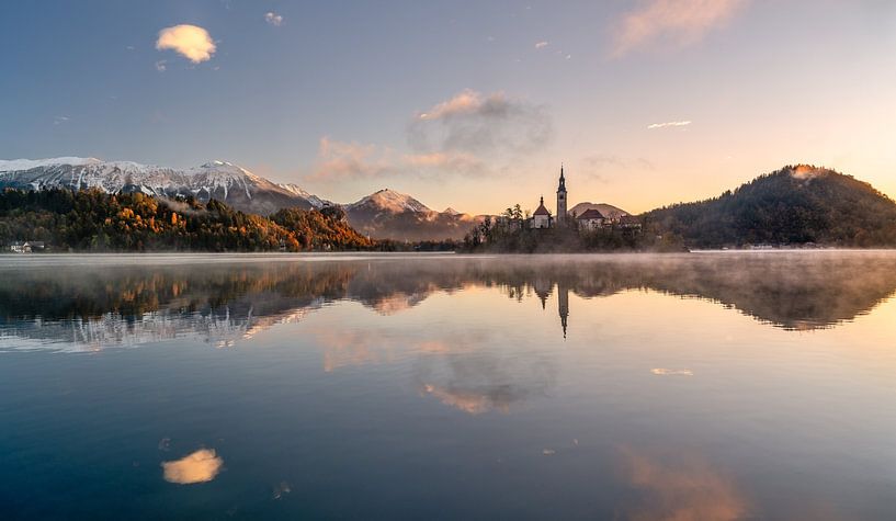 Sunrise at Lake Bled in Slovenia by Achim Thomae Photography