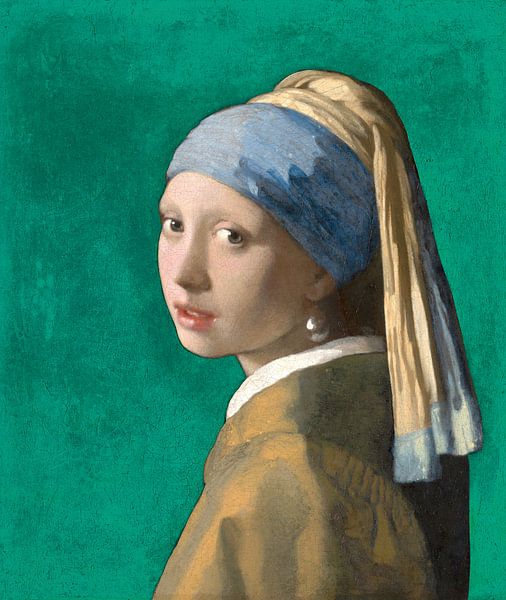 Fille avec la boucle d'oreille en perle, verte - Johannes Vermeer par Marieke met een twist