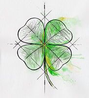 Trèfle à quatre feuilles à l'aquarelle