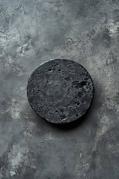 Ein Kreis aus dunklem Beton über hellem Beton als Kunstwerk von Digitale Schilderijen