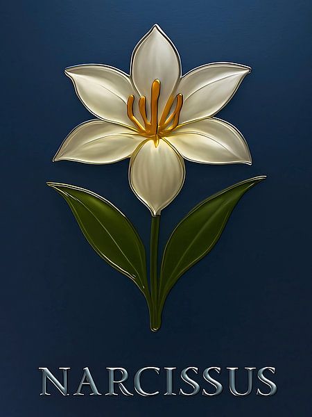 Fleur de narcisse - Art botanique moderne brillant par A.D. Digital ART