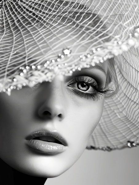 Schwarz-Weiß-Porträt inspiriert von den 1950er Jahren von Carla Van Iersel