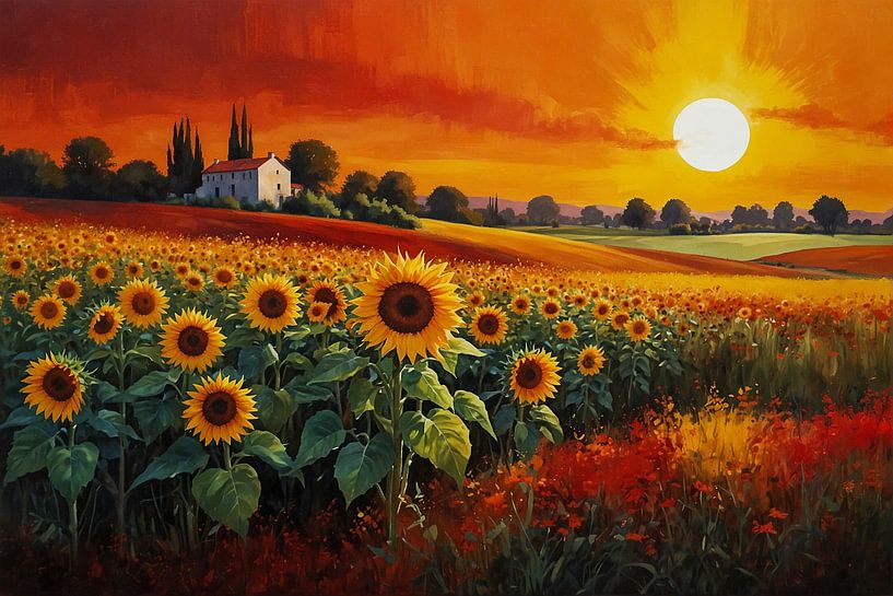 Champ de tournesols en Toscane par Jan Bouma