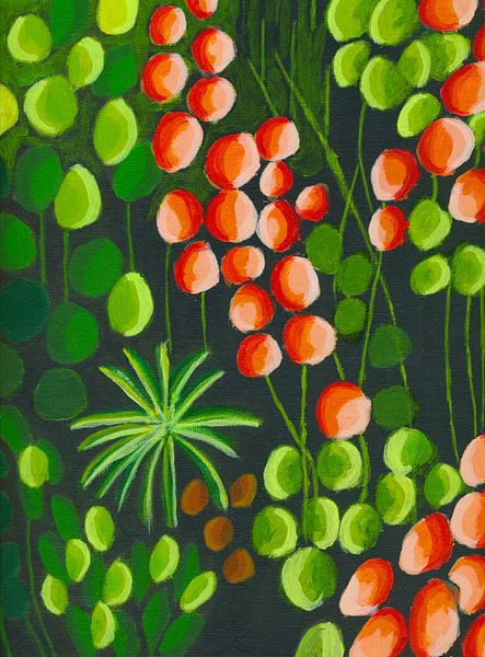 Fruits rouges sur fond vert par Nelleke Bruno
