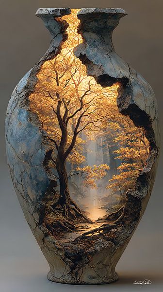 Nature in a Stone Jar by Gelissen Artworks