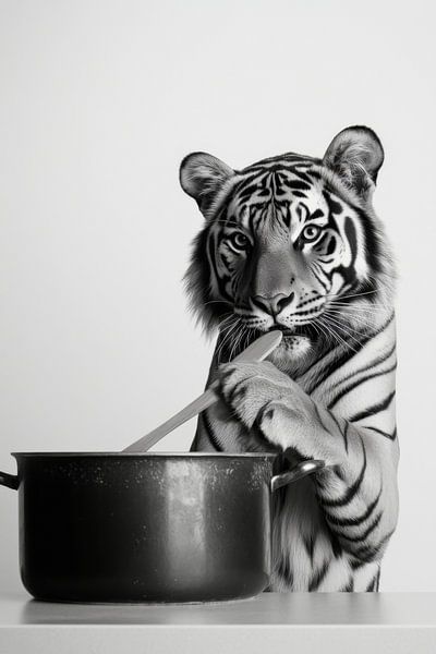 Tiger in der Küche von Poster Art Shop
