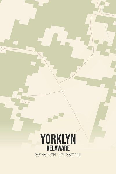 Carte ancienne de Yorklyn (Delaware), Etats-Unis. par Affiches de lieux
