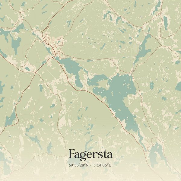 Alte Karte von Fagersta, Schweden. von Ortsdrucke
