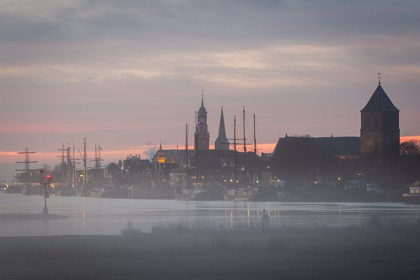 City front of Kampen in the fog. by Evert Jan Kip