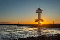 Radar tower at sunrise