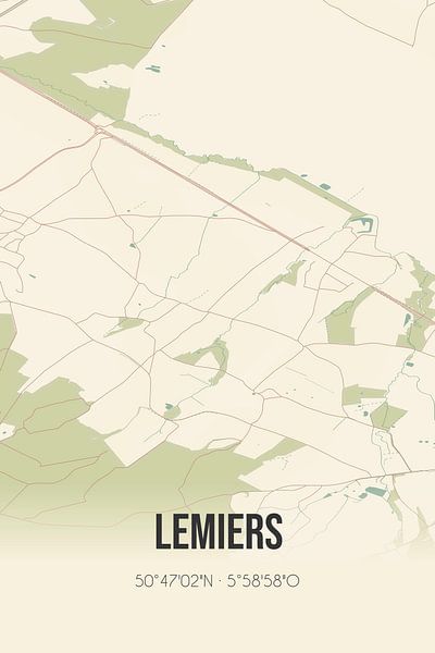 Alte Landkarte von Lemiers (Limburg) von Ortsdrucke
