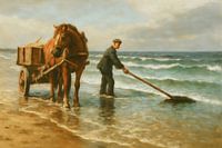 Muschelfischer mit Pferd und Wagen