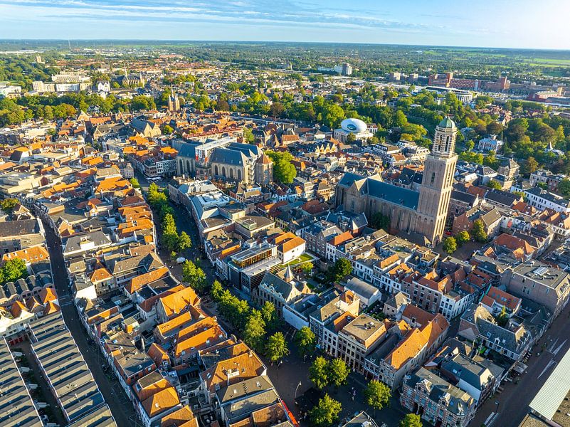 Zwolle city aerial view during a summer sunset by Sjoerd van der Wal Photography