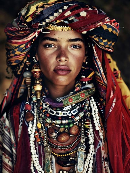 Buntes Porträt &quot;Berber&quot; von Carla Van Iersel