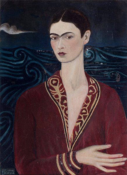 Frida, Zelfportret in een fluwelen jurk, 1926 van Atelier Liesjes