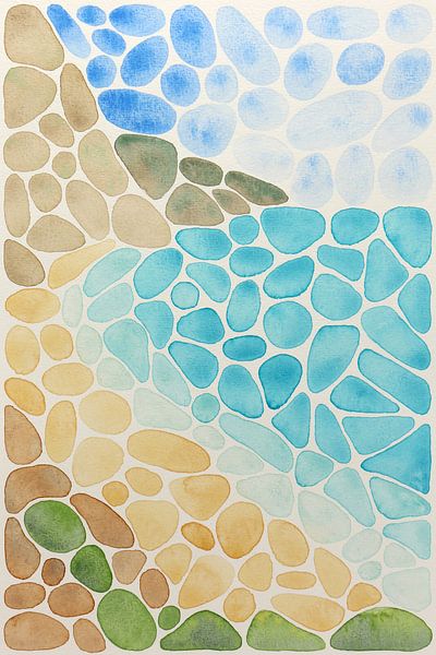 Strand Porto Katsiki auf Lefkada (abstrakte Aquarellmalerei Griechenland Sonne Meer Strandurlaub) von Natalie Bruns