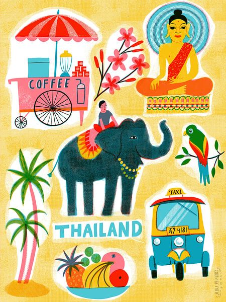 Siebdruck Vintage Travel Thailand von uta krogmann