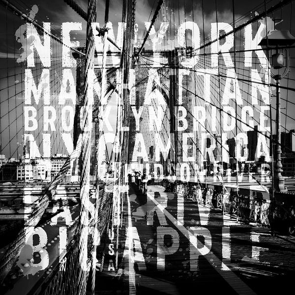 NYC Brooklyn Bridge Typografie No1 von Melanie Viola