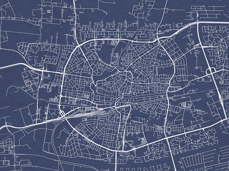 Map of Leeuwarden in Royal Blue by De Kaartenwinkel