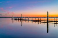 Sunset jetty on Lake Belterwijde