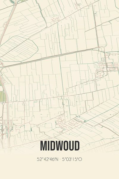 Vieille carte de Midwoud (Hollande du Nord) par Affiches de lieux