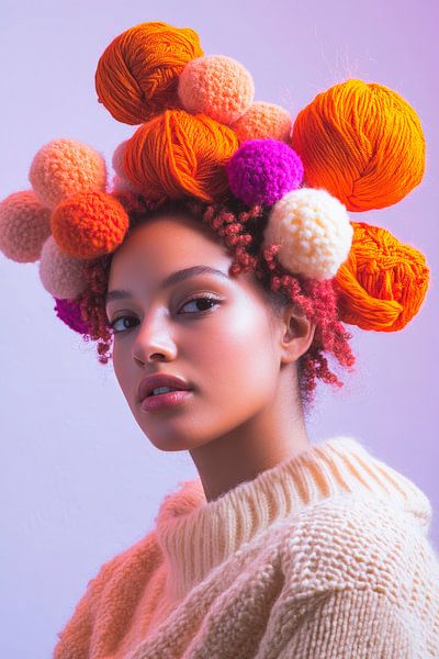 Coiffure créative avec de la laine par Poster Art Shop