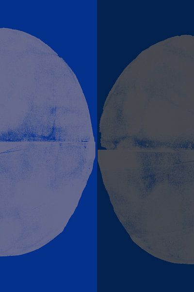 Abstracte vormen in wit, donker en kobaltblauw. van Dina Dankers