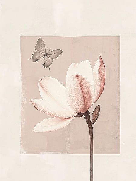 Magnolienblüte mit Schmetterling von Caroline Guerain