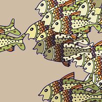 PISCES Grafikdruck in sanften Naturfarben