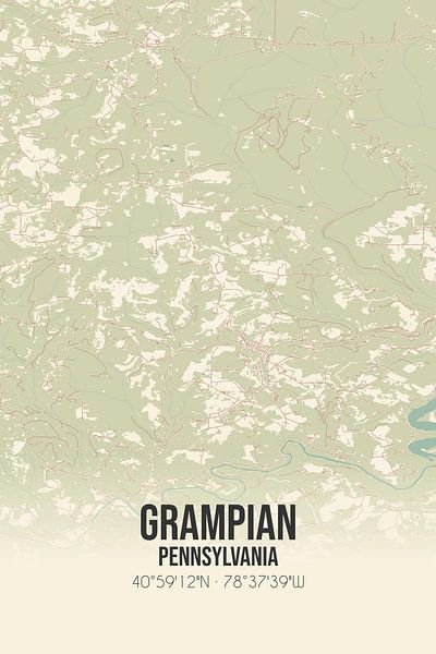 Alte Karte von Grampian (Pennsylvania), USA. von Ortsdrucke