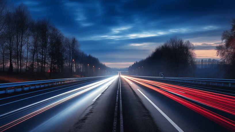 Car lights, light trails on the motorway at night by Animaflora PicsStock